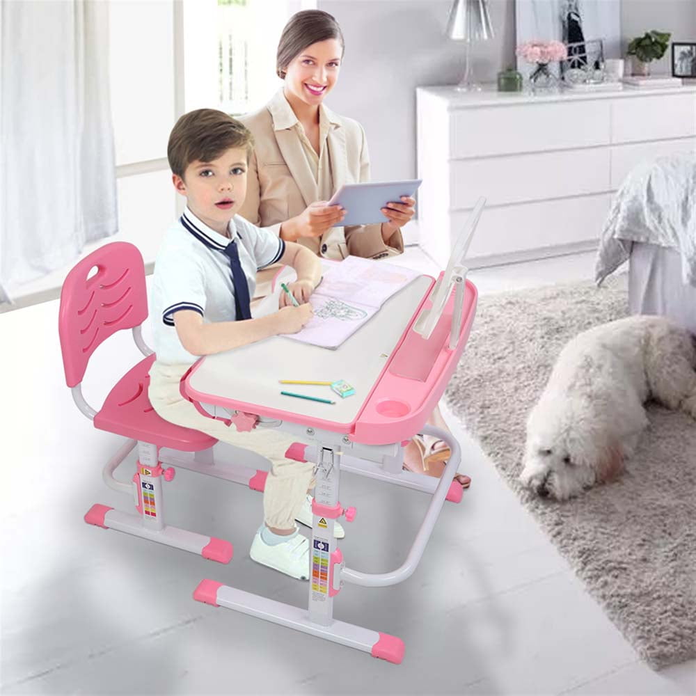Details about   Kids Study Desk Chair Set Height Adjustable Children Table With Lamp Girl/boys 