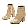 thumbnail image 5 of WHAMVOX Golden Women's Ankle Boots Stylish Sequins Design Comfortable PU and Rubber Material Size 7.5, 5 of 8