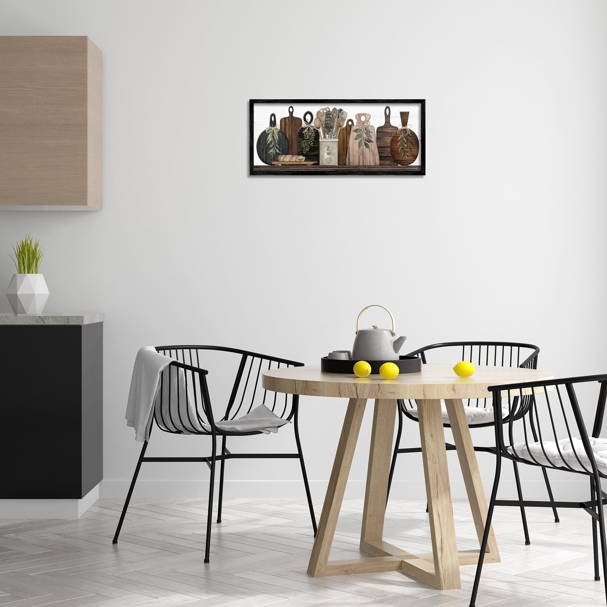 Stupell Industries Wooden Kitchen Items Food & Beverage Painting Black Framed Art Print Wall Art, 24 x 10