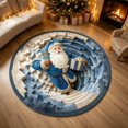 thumbnail image 7 of 3D Blue Santa Spiral Staircase Round Rug - Soft Non-Slip Washable Floor Mat for Living Room, Bedroom Entryway & Festive Holiday Decor, 7 of 7