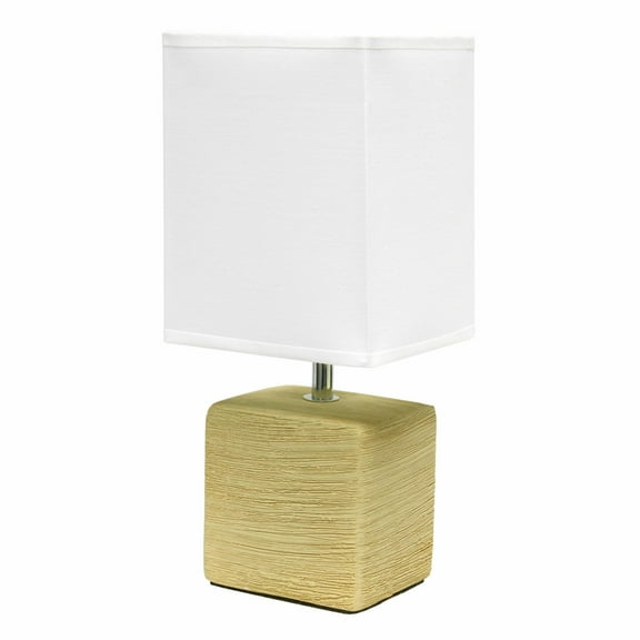 Simple Designs Petite Faux Stone Table Lamp with Fabric Shade