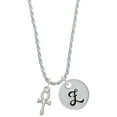 thumbnail image 1 of Delight Jewelry Silvertone Small Ankh Silvertone Script Initial Disc - Z - Charm Necklace, 20"+3", 1 of 4