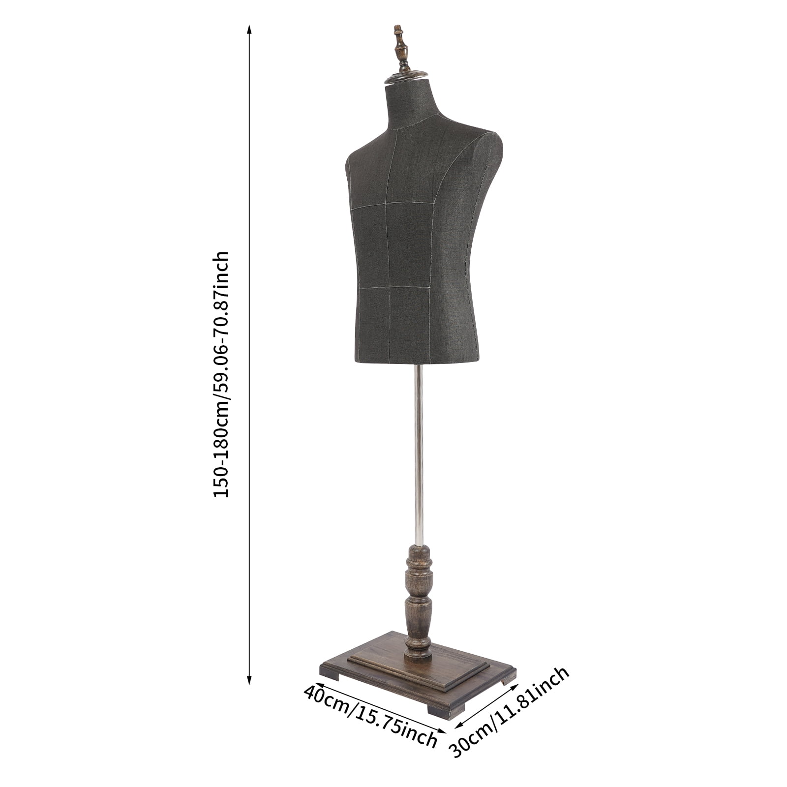 Wildnix Male Mannequin Dress Form, Black PE Material, 150-180cm Height, Sturdy Base, for Displaying Clothes in Stores or Homes