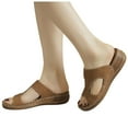thumbnail image 3 of Bmisegm Ladies Summer Solid Colour Flowers Hollow Breathable Slope with Thick Bottom Large Size Sandals Slippers Sandals Women Summer Brown 8, 3 of 8