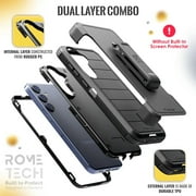 Defender Case for Samsung Galaxy S25 with Belt Clip, Kickstand, Dual-Layer, Black/Blue