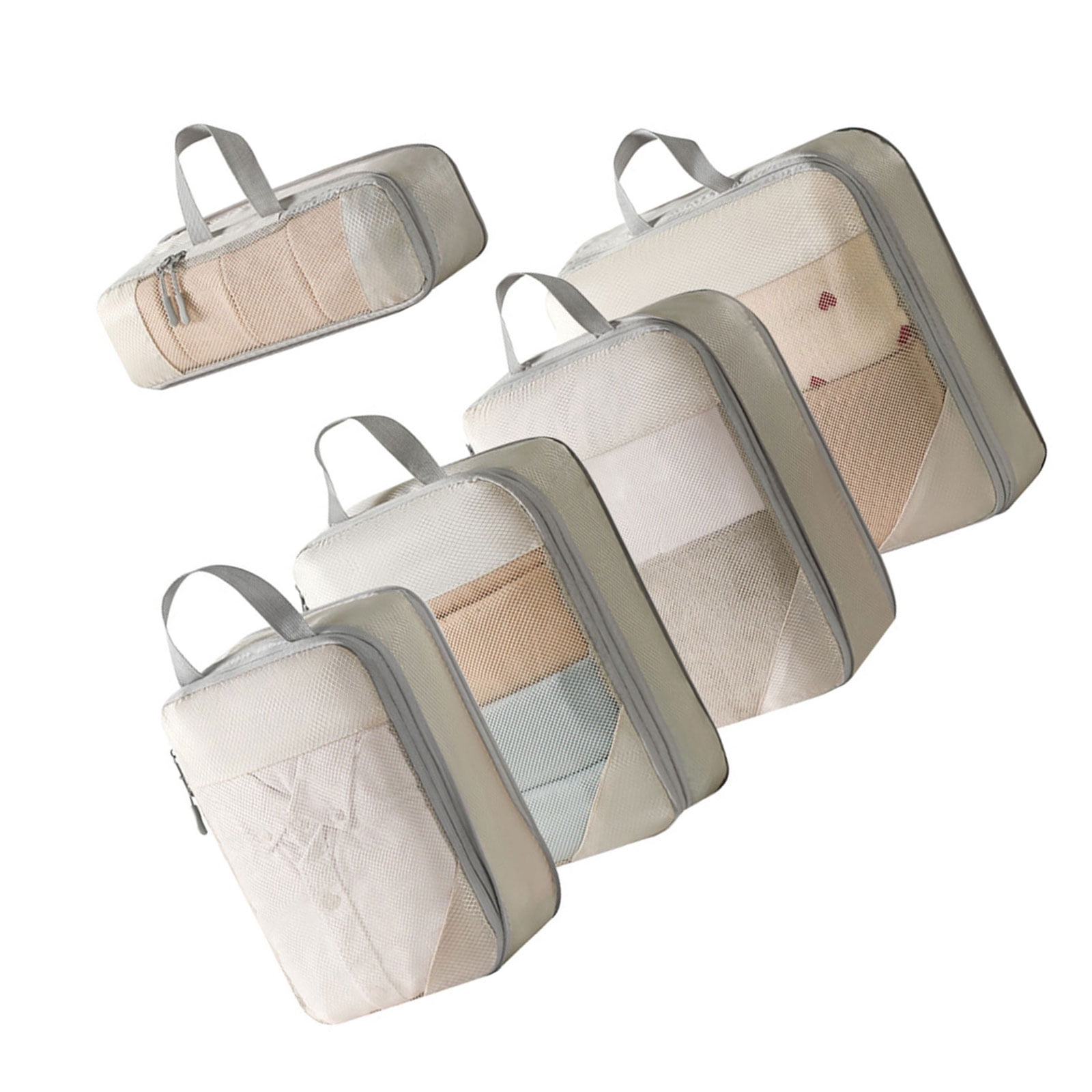 5-Pieces Convenient Mesh Packing Cubes Portable Storage Solution for Suitcases Travel Clothes Shoes Organiser Pouch Bag