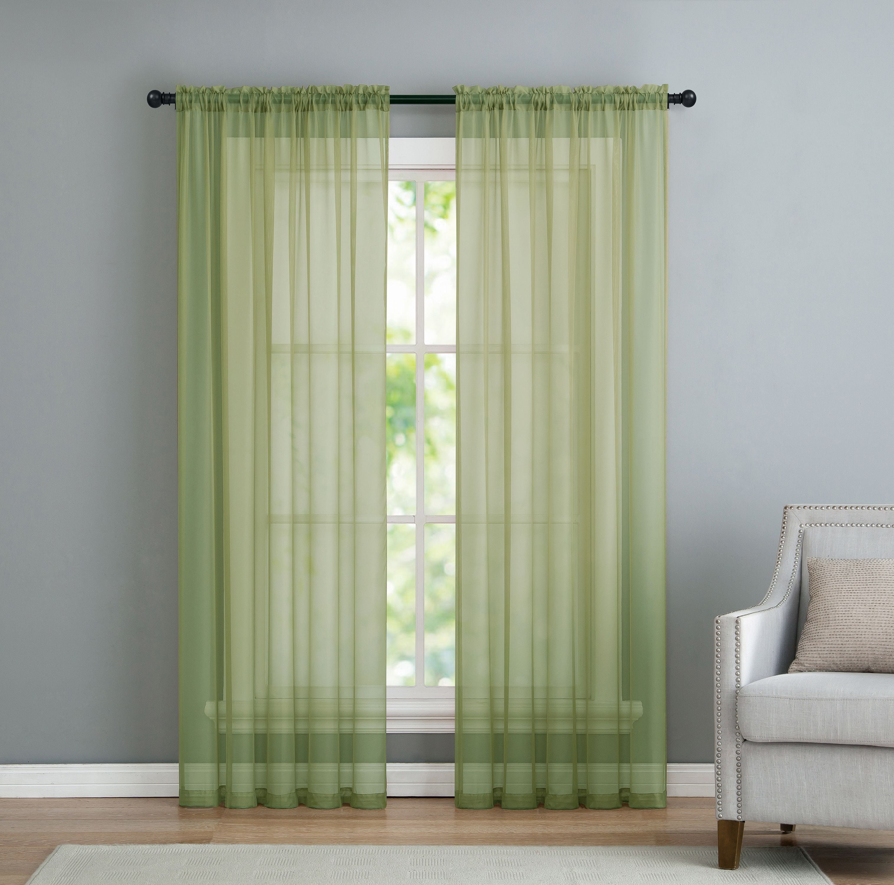 Inna Sheer Window Curtain Panel 2pack 108x96 Sage