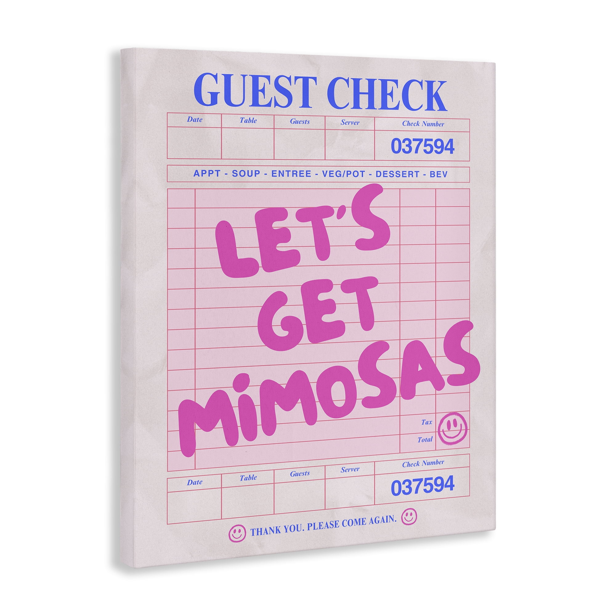 Stupell Industries Let's Get Mimosas Check Text & Numbers Painting Wrapped Canvas Art Print Wall Art, 16 x 20