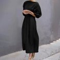 thumbnail image 7 of ITSAME Womens Maxi Dress, Solid Color Puff Sleeve Loose Casual Fashion Long Dress Black L, 7 of 7