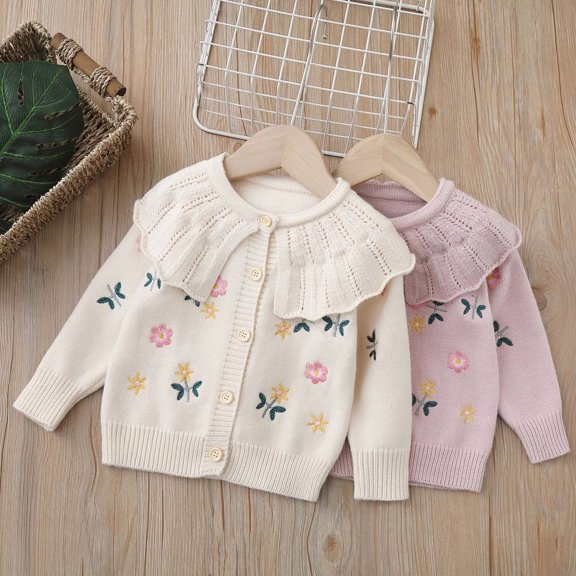 ibiyuan Baby Girl Winter Clothes Cute Flower Sweater Crewneck Pullover Long Sleeve Knit Newborn Infant Sweaters