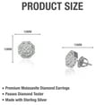 thumbnail image 2 of Moissanite Cluster Earrings for Men & Women 925 Sterling Silver, Diamond Tester Approved, Luxury Gift Box Included - 10mm-Silver, 2 of 6