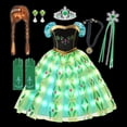 thumbnail image 3 of Vestido de Frozen para niñas, disfraz de Anna, luz LED, Princesa, Halloween, Carnaval, fiesta de cumpleaños, 3 of 4
