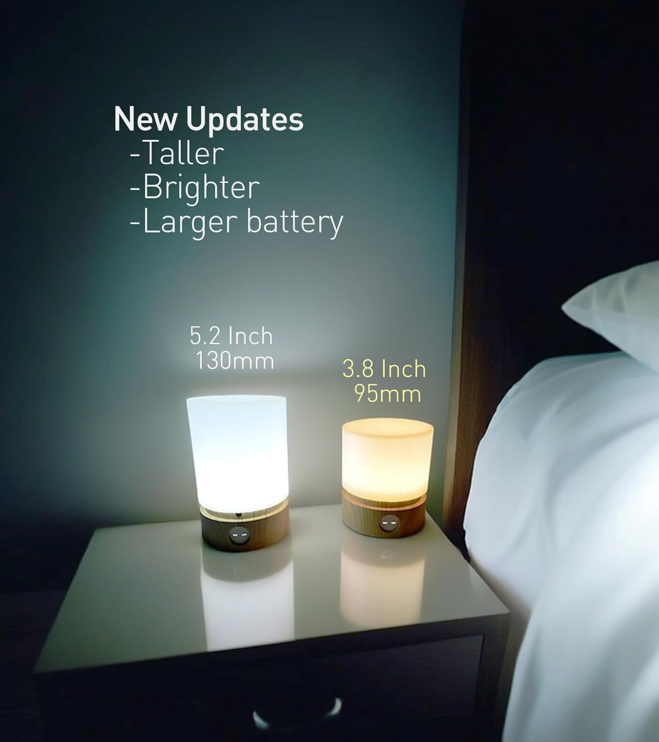 Smilodon Night Light with Timer,  White, Small Bedside Light, for Kids, Baby Night Light, Dimmable, Battery, Rechargeable