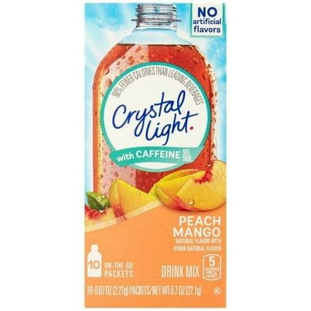 Crystal Light On The Go Energy Peach Mango Drink Mix, 10ct