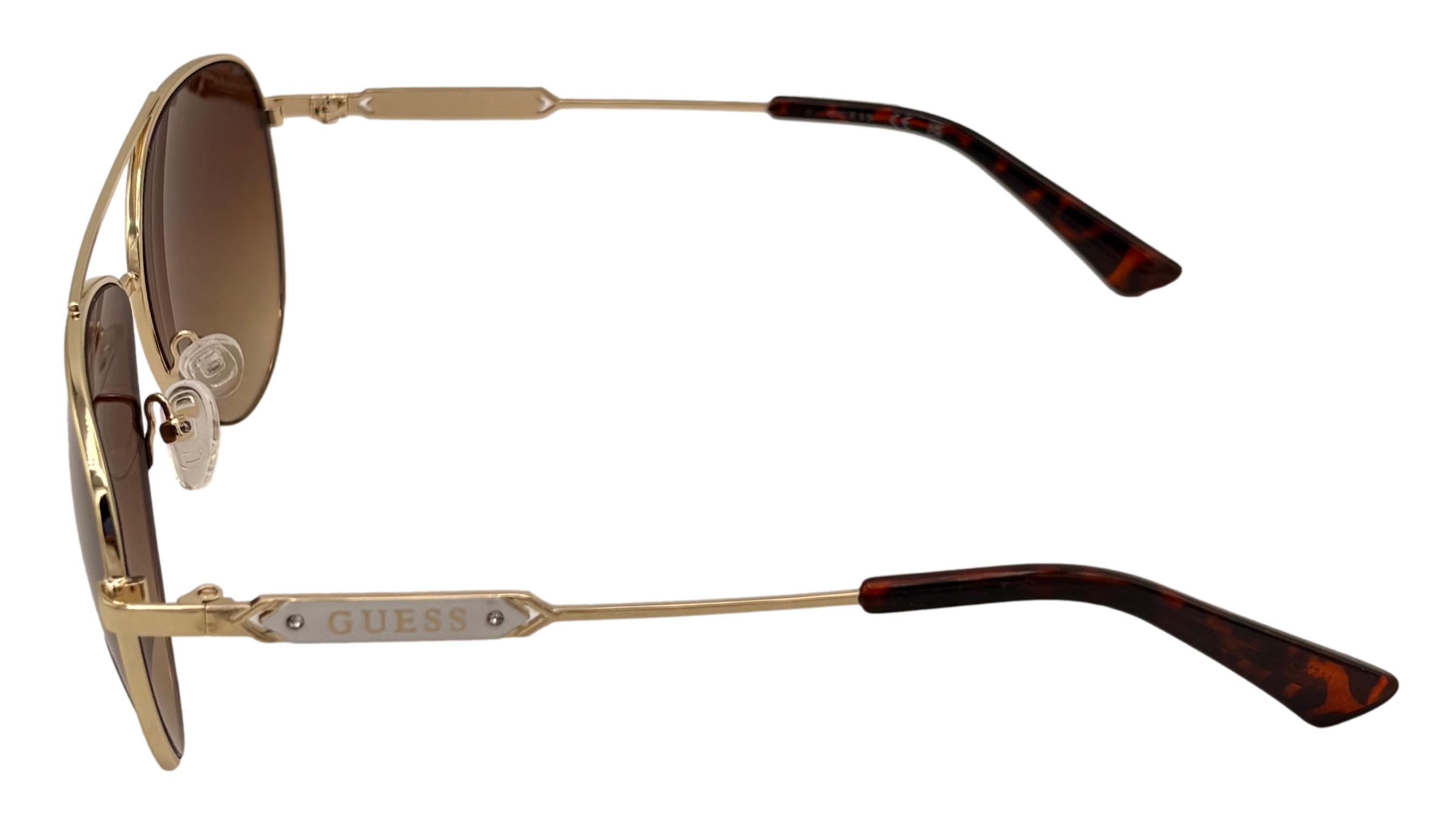 Guess Sunglass Mens Gold Metal Aviator, Brown Mirror Lens GO000`8. 32G