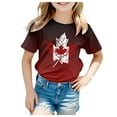 thumbnail image 1 of PMVFHDE Canada Day T-Shirt à Motif Imprimé de Feuille d'Érable Haut Musical Filles T-Shirt à Manches Courtes T-Shirt d'Été à Col Rond Coupe Décontractée Chandails de Base, 1 of 4