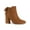 Brown, variant on Women's Boots Faux Suede Bow Decor Chunky High Heel Round Toe Side Zipper Booties Red 9