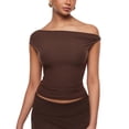 thumbnail image 1 of Remera INLYRIC Inbarely Soft Hombros Descubiertos Avellana XS, 1 of 7
