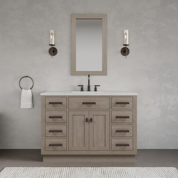 Water Creation Chestnut 48" Wood Single Bathroom Vanity in Gray Oak/Bronze