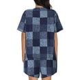 thumbnail image 3 of Naloa Blue Gingham Buffalo Check Women's Short-Sleeved Pajama Set, Loungewear, Summer pajamas, Breathable Cozy - X-Large, 3 of 9