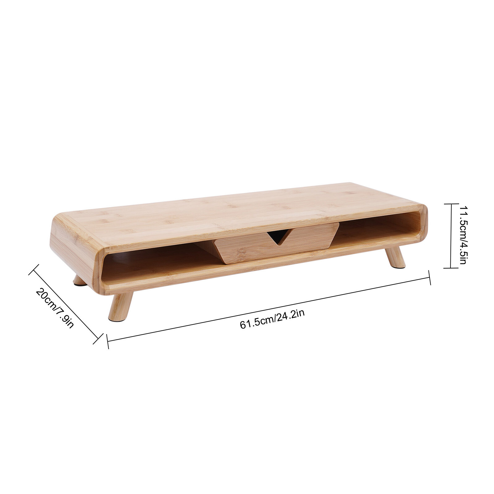 ToppiJoy Bamboo Monitor Stand with Drawer, Wooden Monitor Riser for Desk, Multi-Purpose Computer Monitor Stand for Computer, Laptop