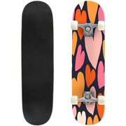 Skateboards for Beginners Cute cutout hearts pattern romantic texture hearts Love heart modern 31"x8" Maple Double Kick Concave Boards Complete Skateboards Outdoor for Adults Youths Kids Teens Gifts