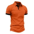 thumbnail image 6 of LEKWK T-Shirts for Men Short Sleeve Collared Slim Fit Tees Breathable Soft Fabric Contrast Trim Button Placket Casual Shirt Workout Athletic Golf Daily Wear Orange M, 6 of 6