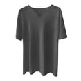 thumbnail image 2 of Kagetolytai Top Men's Casual Solid Color V-Neck Gentleman's Business Short Sleeve Fitness T-Shirt Mens Shirts Polo Shirts for Men Dark Gray 4XL, 2 of 4