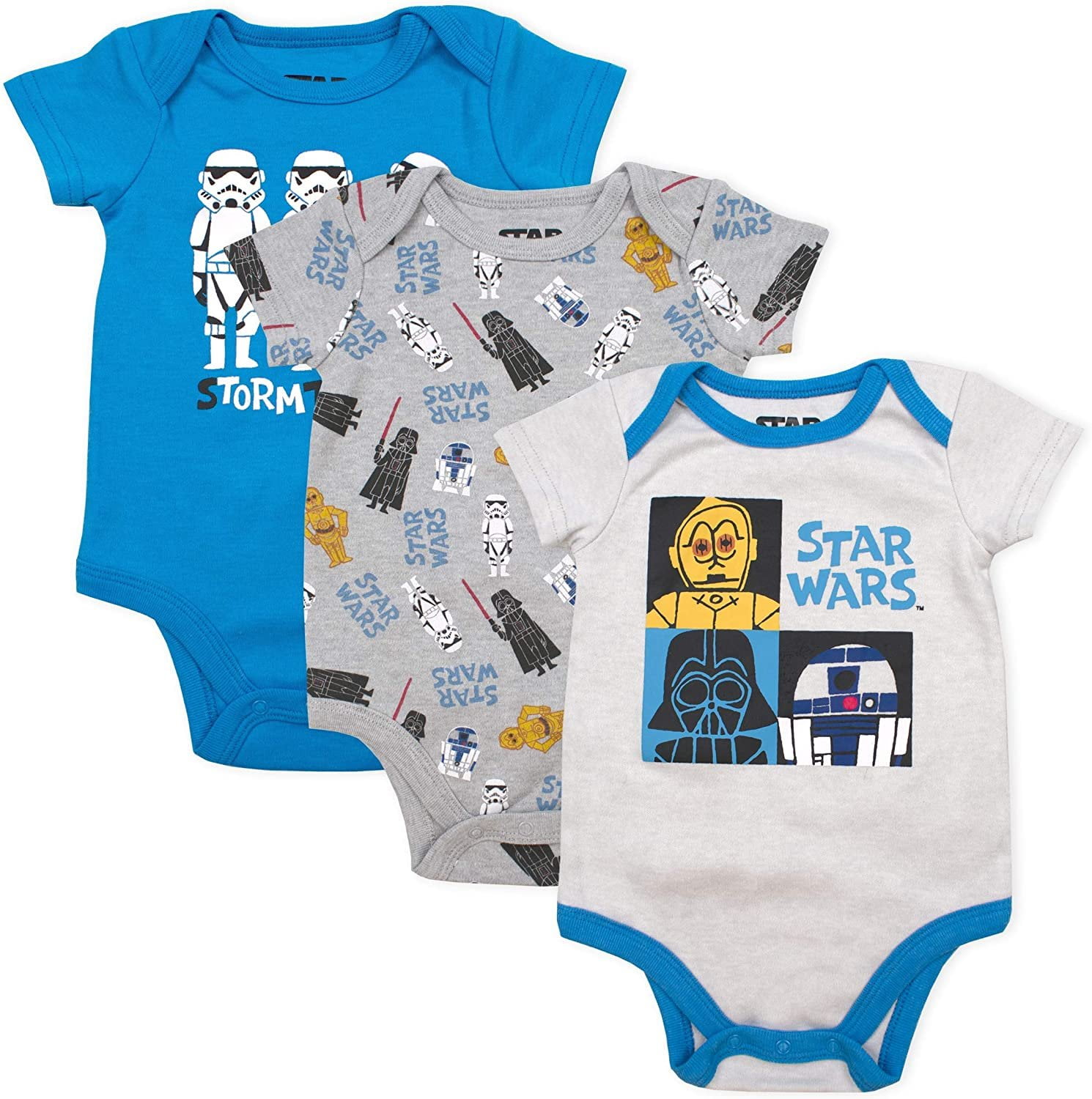 Lucasfilm Star Wars Baby Boy Graphic Short Sleeve Bodysuit 3pack