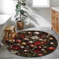thumbnail image 3 of Round Rugs 3.3Ft, Christmas Round Area Rug Washable Indoor Throw Carpet, Poinsettia Xmas Balls Snowflake Soft Non Slip Circle Rug for Laundry Room Patio Home Decor Aesthetic, 3 of 8