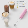 thumbnail image 4 of Powerful Milk Frother Handheld Foam Maker, Mini Whisk Drink Mixer for Coffee, Cappuccino, Latte, Matcha, Hot Chocolate, With Stand, Pink, 4 of 7