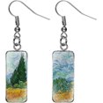 thumbnail image 1 of Pendientes rectangulares con pintura de Van Gogh, cielo estrellado, girasol, colgantes, arte abstracto, pendientes de cristal a la moda para mujeres y niñas, joyería con dijes, 1 of 1