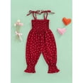 thumbnail image 2 of Caoirhny Toddler Girl Sling Jumpsuit, Heart/Leopard Printed Pleated Tie-Up Simple Style Overalls, Casual Sweet Romper, 2 of 8