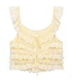 thumbnail image 4 of Fewfanhot Tops for Women Lace Trim Button Down Sleeveless Ruffle Crop Vest Going Out Coquette Shirt, 4 of 5