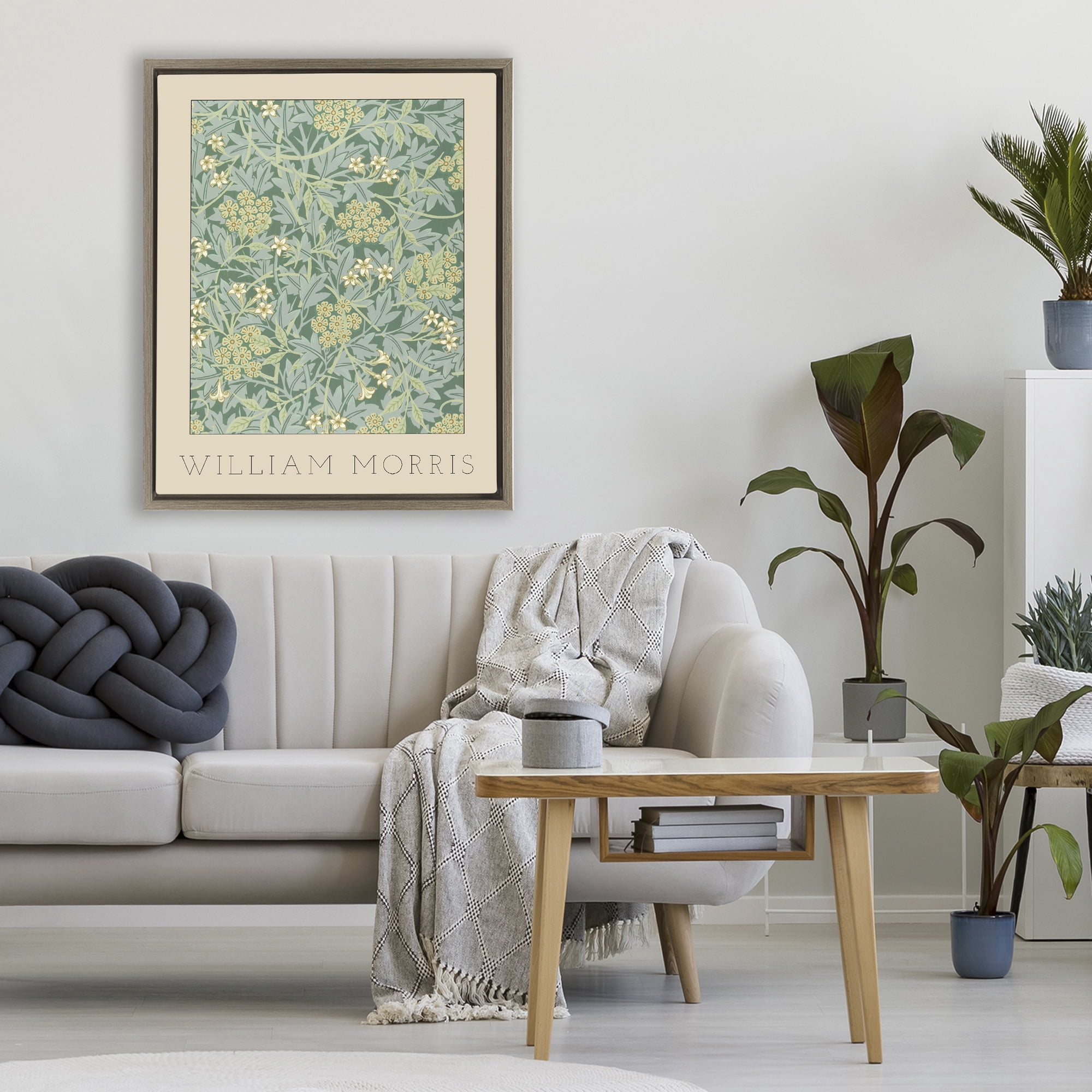 Stupell Industries William Morris Green Tones Brown Framed Floater Canvas Wall Art, design by Lil' Rue