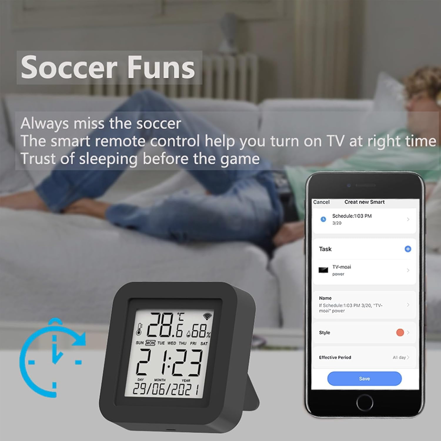 ABCISI Smart WiFi Temperature Humidity Monitor, Wireless Temperature Humidity Sensor with APP Notification Alerts & IR Intelligent Remote Control (Black)