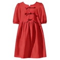 thumbnail image 3 of FhsagQ Robes de Pâques pour Filles Taille 14 à 16 Robe d'Été Décontractée pour Filles avec Nœud Manches Bouffantes Couleur Unie Robe de Fête à Manches Courtes pour Enfants Rouge Taille 13-14 Ans, 3 of 3