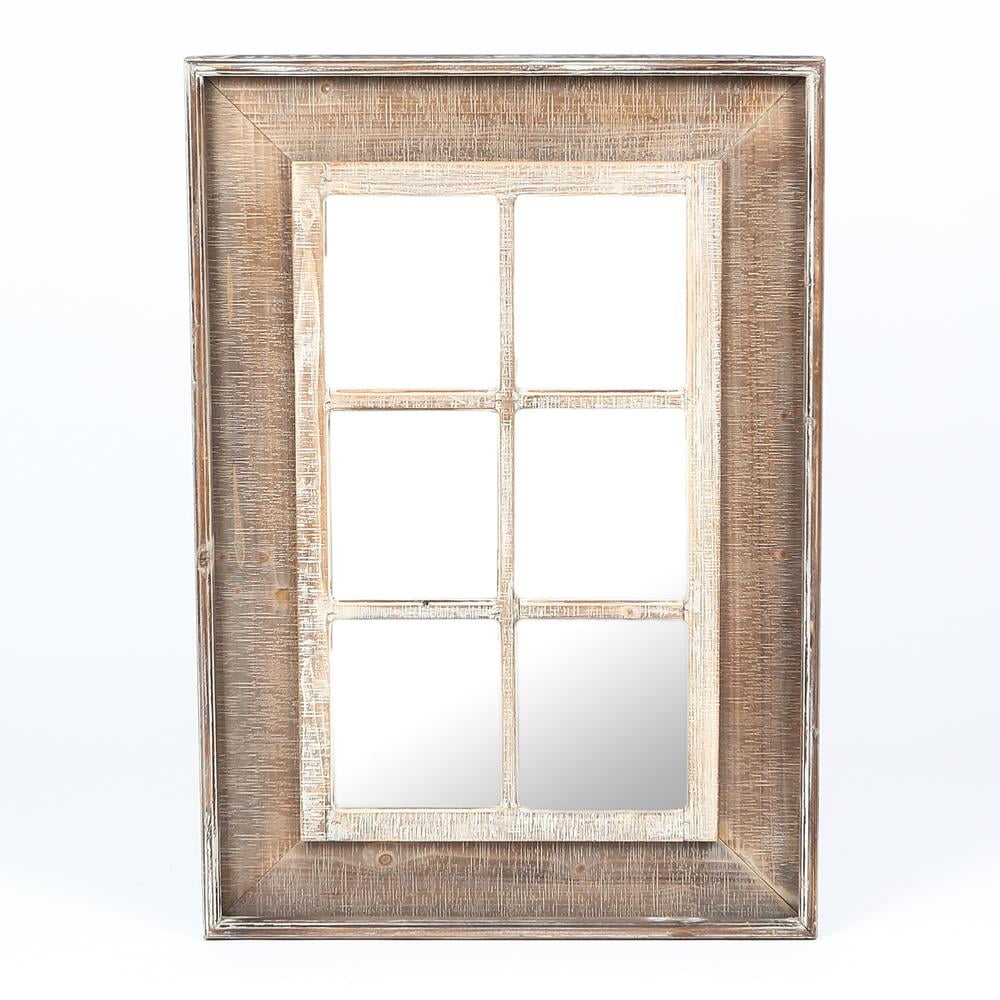 Rectangular Wood Window Frame Wall Mirror