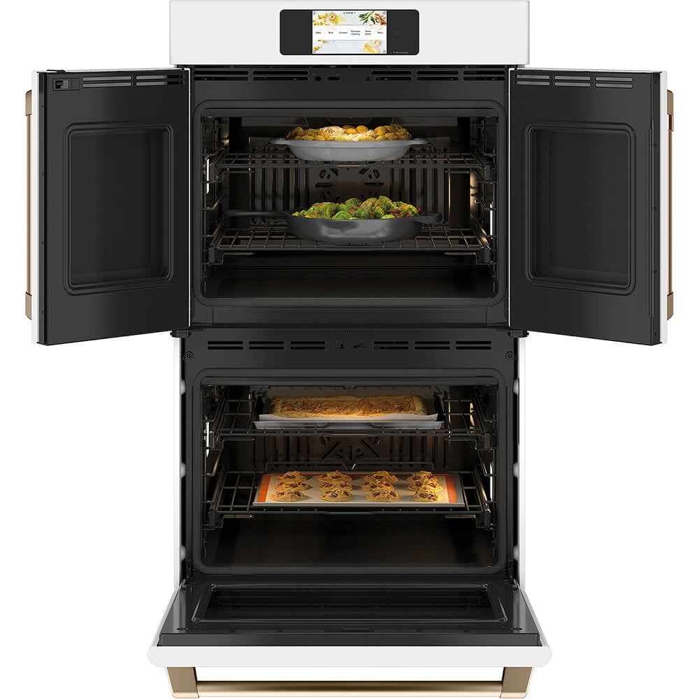 Cafe 30 inch Matte White French Door Double Wall Convection Oven (CTD90FP4NW2)