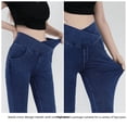 thumbnail image 3 of Pantalones acampanados de mezclilla con cintura alta y adelgazamiento para mujer, pantalones casuales ajustados elásticos para deportes, yoga y exteriores, 3 of 5