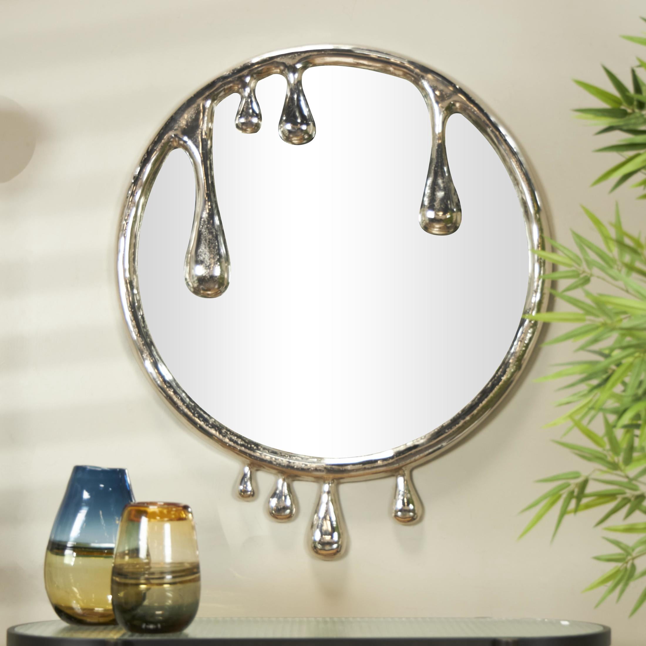 DecMode 36" x 43" Silver Melting Drip Abstract Wall Mirror