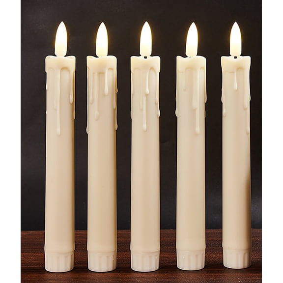 Black Flameless Taper Candles Flickering, NO Remote, 7 Inches Battery Operated, 6 Pcs Realistic Electric LED Candlesticks Made of Plastic for Halloween Party Home Decor