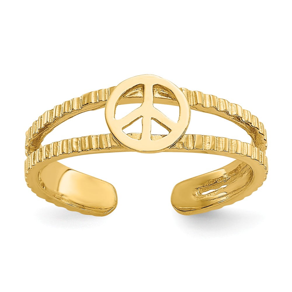 FB Jewels 14K Yellow Gold Small Peace Symbol Post Womens Stud Earrings 8MM X 8MM