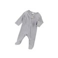 thumbnail image 2 of Douhoow 0-6M Newborn Baby Girls Boys Footies Romper Solid Long Sleeve Zipper Jumpsuit, 2 of 7