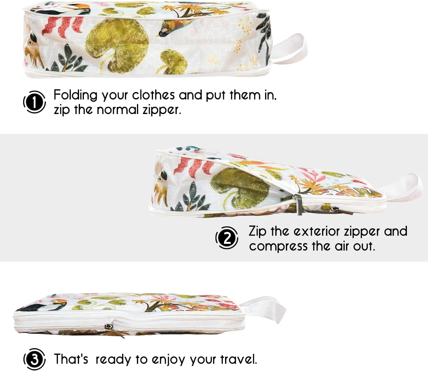6 Set Compression Packing Cubes for Travel,Bohemia Packing Cubes for Suitcase Luggage Organizer Bags,Travel Essentials for Carry on Backpack,Ultralight and Waterproof(Tropical Plants Paradise)