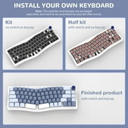 AKS068 65% Wired Mechanical Gaming Keyboard with Coiled Cable, 68-Key Alice-Layout Mechanical Keyboard, RGB Hot Swappable Red Switches VIA/QMK Programmable Knob Gasket Mount for Win/Mac (Purple)