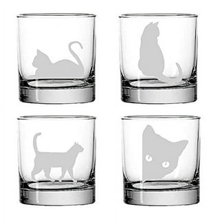  Cat Glassware Gift Set of 4 Everyday Drinking Glasses, 16oz Made  in the USA : Handmade Products
