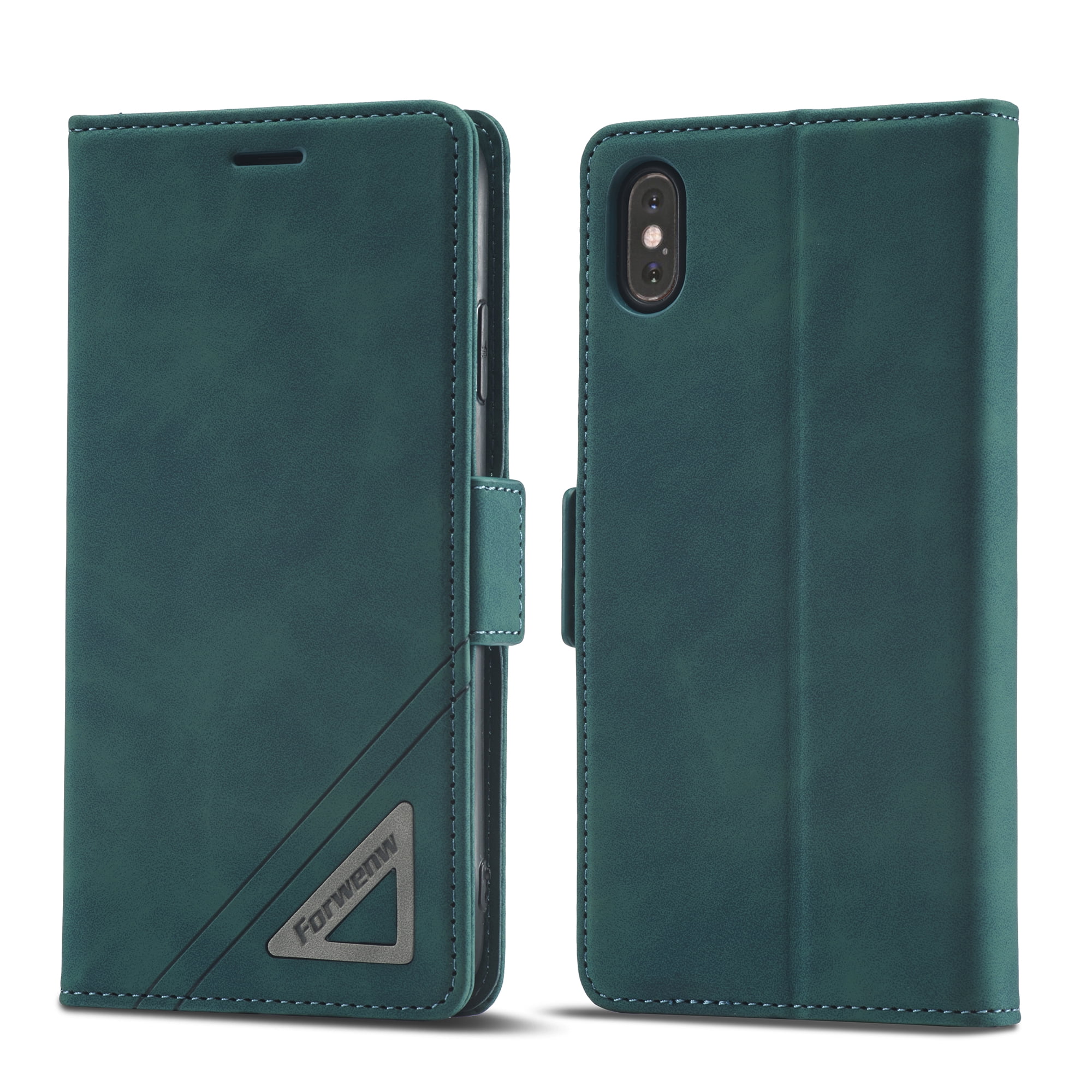 Dteck Flip Wallet Case for Apple iPhone XS Max 6.5 inch,Full Protection Premium PU Leather Magnetic Clasp Folio ID Credit Card Slots Kickstand Shockproof Phone Case Cover,Green