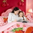 thumbnail image 4 of meiyoeat Cute Strawberry Daisy Full Size Comforter Sets,Kids Personalized Initial Alphabet K Bedding Comforter Set For Girl,Pink Reversible,3-Piece,1 Comforter and 2 Pillowcases, 4 of 7