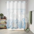 thumbnail image 6 of No Hook Shower Curtain, Blue Seahorse Coastal Shower Curtains for Bathroom with See Through Top Window, Summer Beach Nautical Ocean Coral Waterproof & Washable Bath Curtain Stall 48"x72", 6 of 9